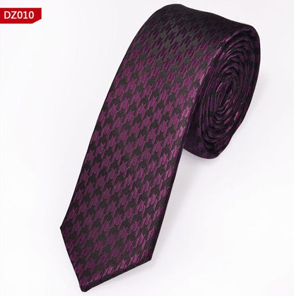 New Men's Casual Slim Ties Classic Polyester Woven Party Neckties Fashion Plaid Dots Man Neck Tie For Wedding Business Male Tie - Hiccupzz