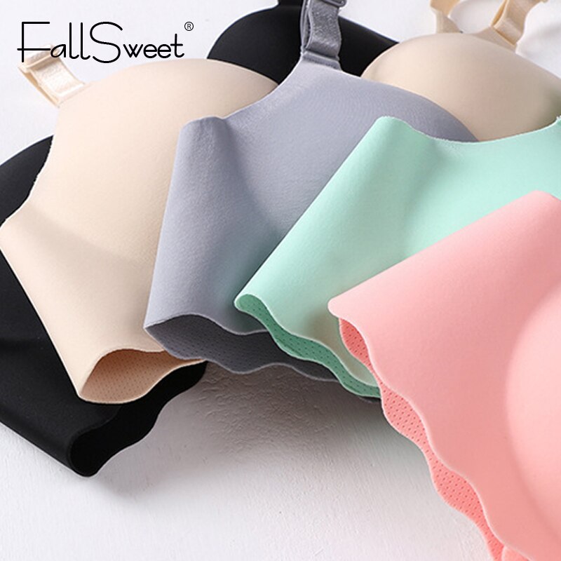 FallSweet Seamless Push Up Bras for A B C cup No wire Plunge Brassiere for Women Lovely Classic