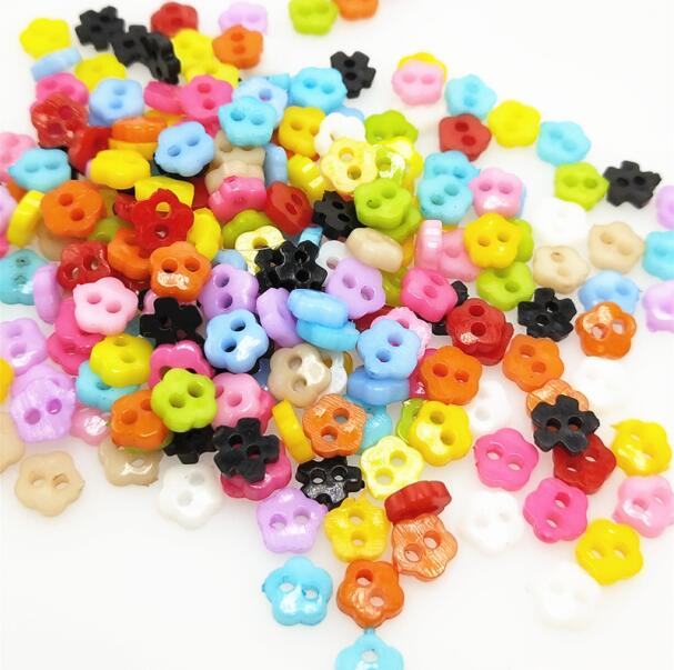 100/300pcs/lot Assorted Colors Shapes Tiny 6MM Resin Button 2 Holes Sewing Craft