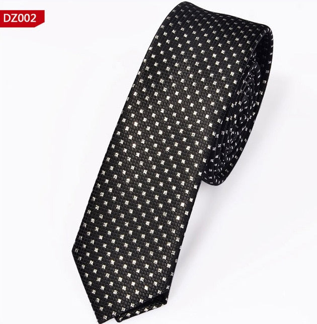 New Men's Casual Slim Ties Classic Polyester Woven Party Neckties Fashion Plaid Dots Man Neck Tie For Wedding Business Male Tie