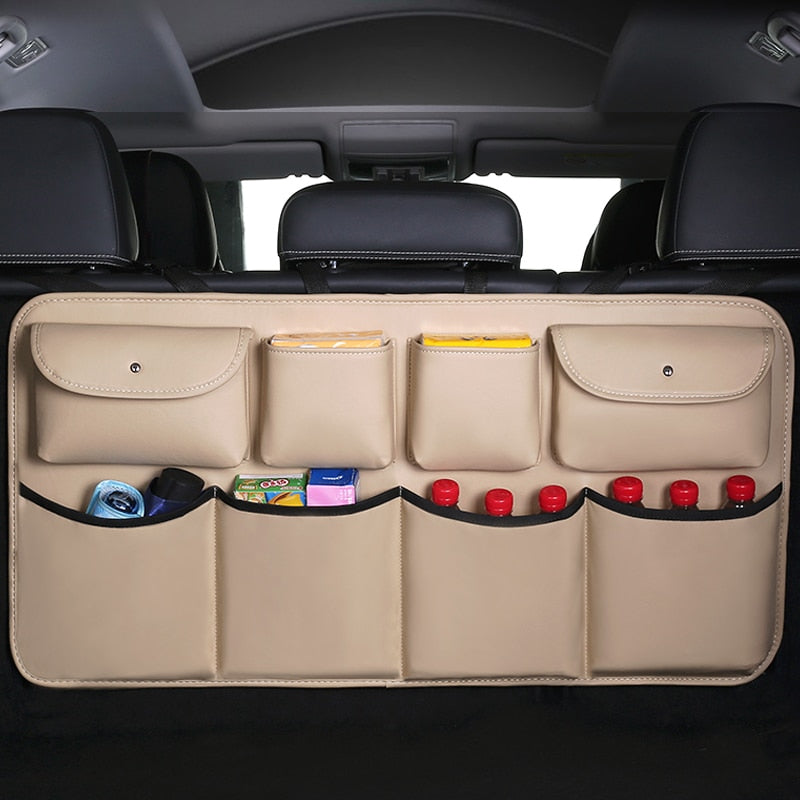 2023 New PU leather Car Rear Seat Back Storage Bag Multi-use