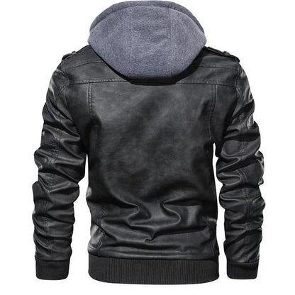 Men's Leather Jacket Autumn PU Biker Coat Casual Motorcycle Style EU Size - Hiccupzz
