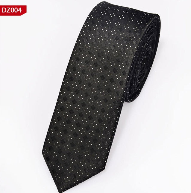 New Men's Casual Slim Ties Classic Polyester Woven Party Neckties Fashion Plaid Dots Man Neck Tie For Wedding Business Male Tie