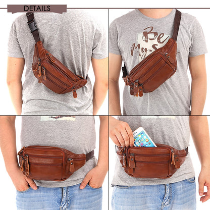 Fashion Men Genuine Leather Fanny Bag for Phone Pouch - Hiccupzz