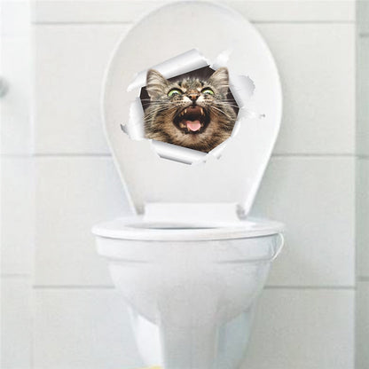 3d Hole Cat Dog Animal Toilet Kitten and Puppy's Stickers - Hiccupzz