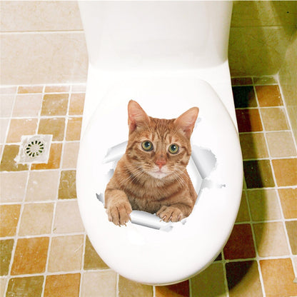 3d Hole Cat Dog Animal Toilet Kitten and Puppy's Stickers - Hiccupzz