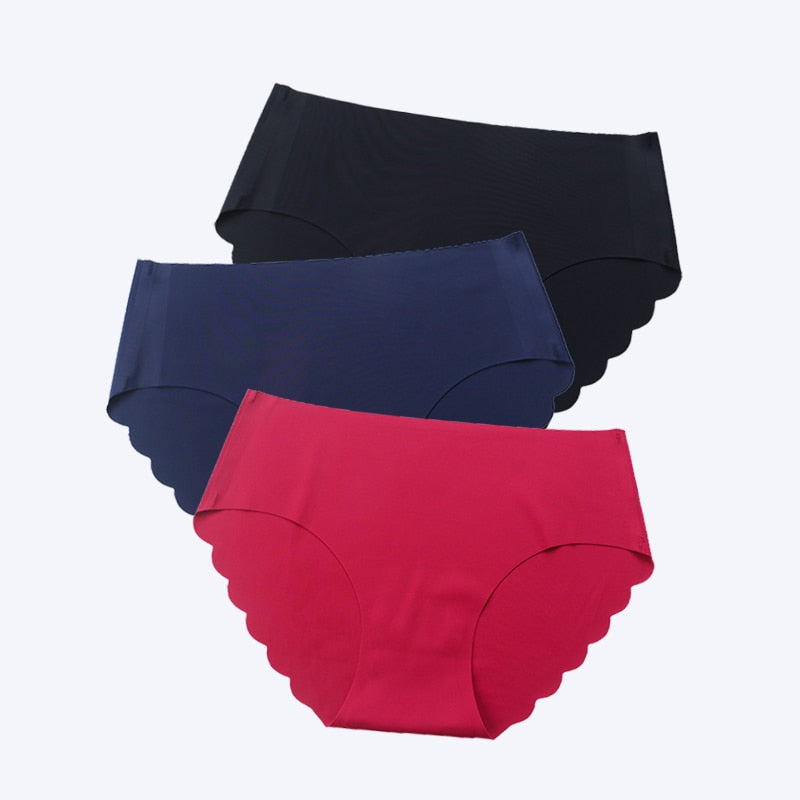 FallSweet 3 pcs/lot ! Seamless Panties Women Solid Sexy Underwear Mid Waist Briefs M to XXL