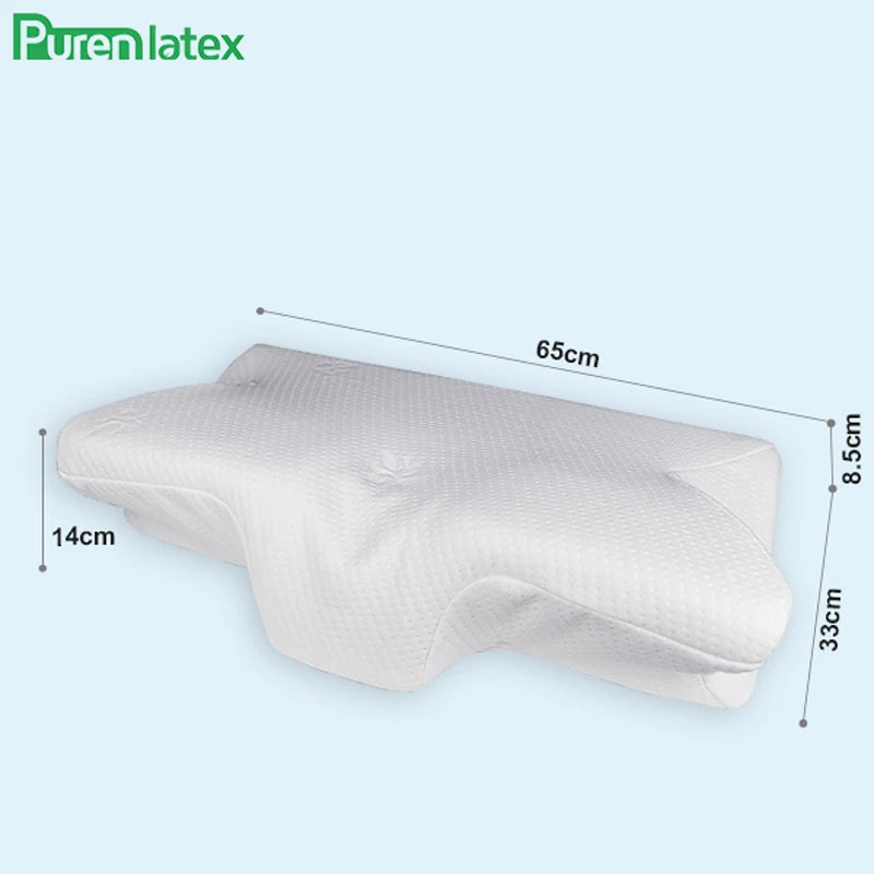 Purenlatex 14cm Contour Memory Foam Cervical Pillow - Orthopedic Neck Pain Relief for Side, Back & Stomach Sleepers