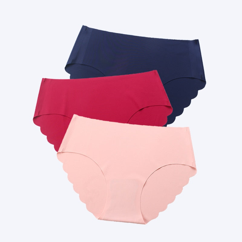 FallSweet 3 pcs/lot ! Seamless Panties Women Solid Sexy Underwear Mid Waist Briefs M to XXL