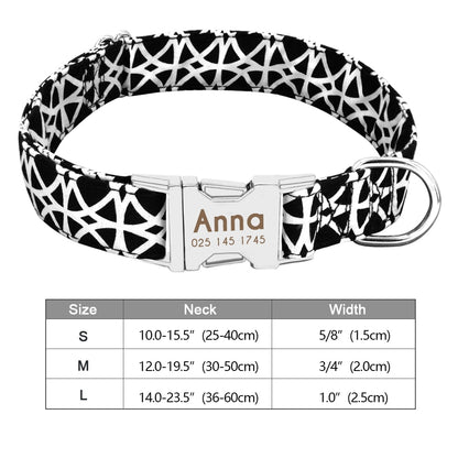 Personalized Dog Accessories Collar Nylon Printed Pet Puppy Collar Dog ID Collars Free Engraved ID for Small Medium Large Dogs - Hiccupzz
