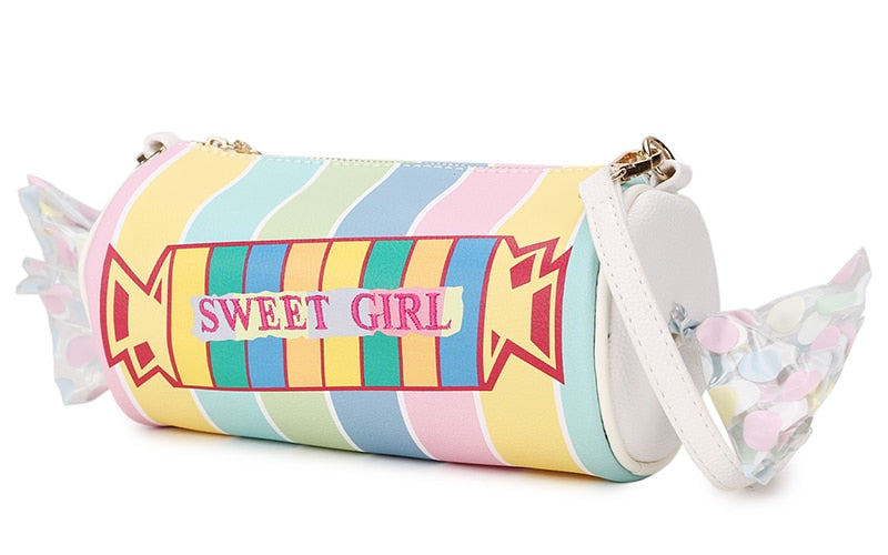 Sweet Candy Design Shoulder Bag Color Stripe Pu Women 2023