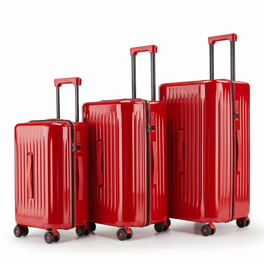 3 Piece Luggage Set 20/24/28 Inch PC Material Suitcase With Wet Dry Separation Anti-Explosion Zipper