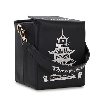 Chinese Takeout Box Purse Pu Leather Women Handbag Fashion Crossbody Bag Shoulder Chain Bag for Girl Bucket Bag - Hiccupzz