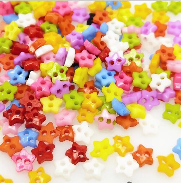 100/300pcs/lot Assorted Colors Shapes Tiny 6MM Resin Button 2 Holes Sewing Craft