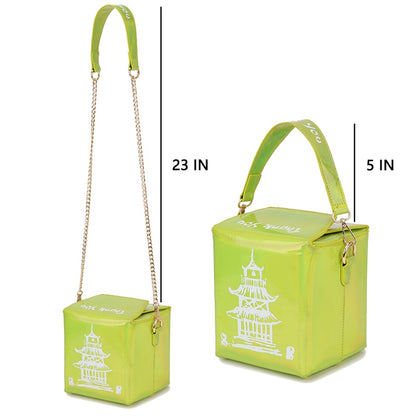 Chinese Takeout Box Purse Pu Leather Women Handbag Fashion Crossbody Bag Shoulder Chain Bag for Girl Bucket Bag - Hiccupzz