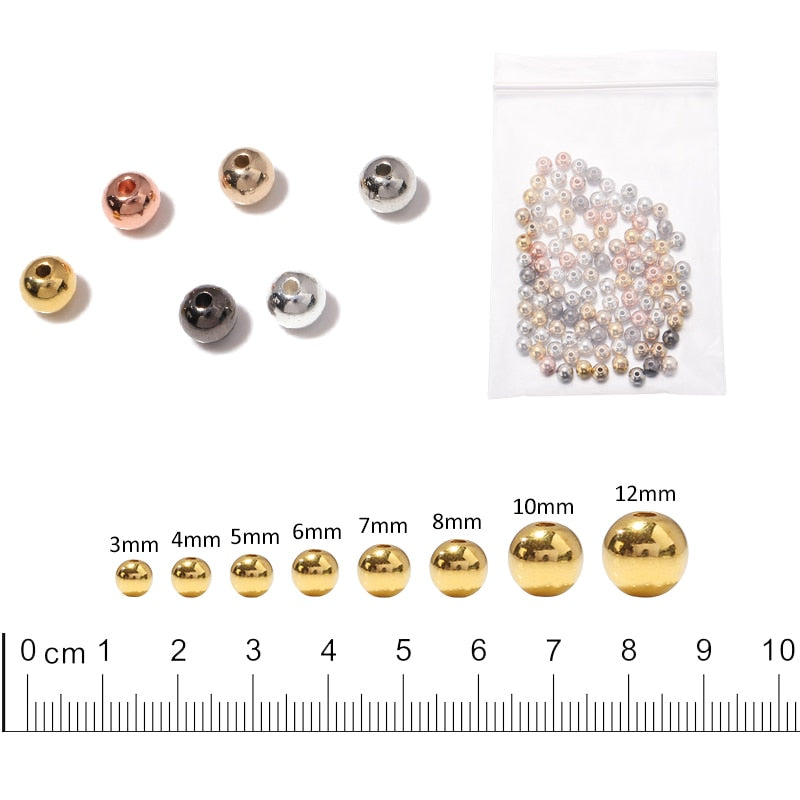 50-500pcs Gold color CCB Ball Beads Round Loose Bead For Making DIY Bracelet Necklace Wedding Jewelry