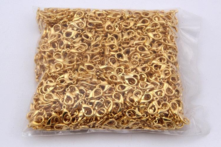 100pcs Gold Metal Lobster Clasps Bracelets Connectors Hooks Buckle Charm Materials for DIY Jewelry Making Supplies Accessories