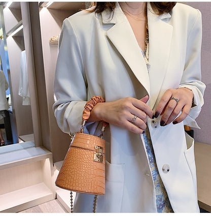 Crocodile Pattern Small Bucket Crossbody Bag for Women - Hiccupzz