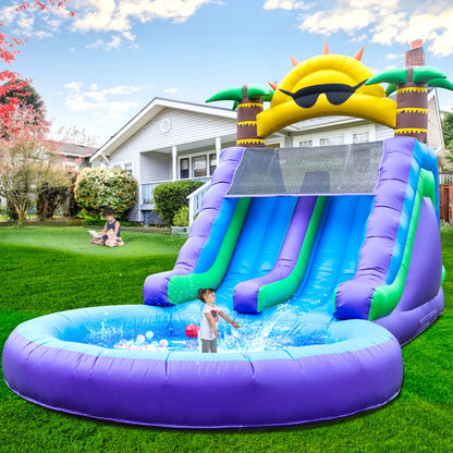 Commercial PVC Double Lane Inflatable Water Slide Adult Kids Outdoor Backyard Rental Inflatable Slide with Pool and Climb,Blower