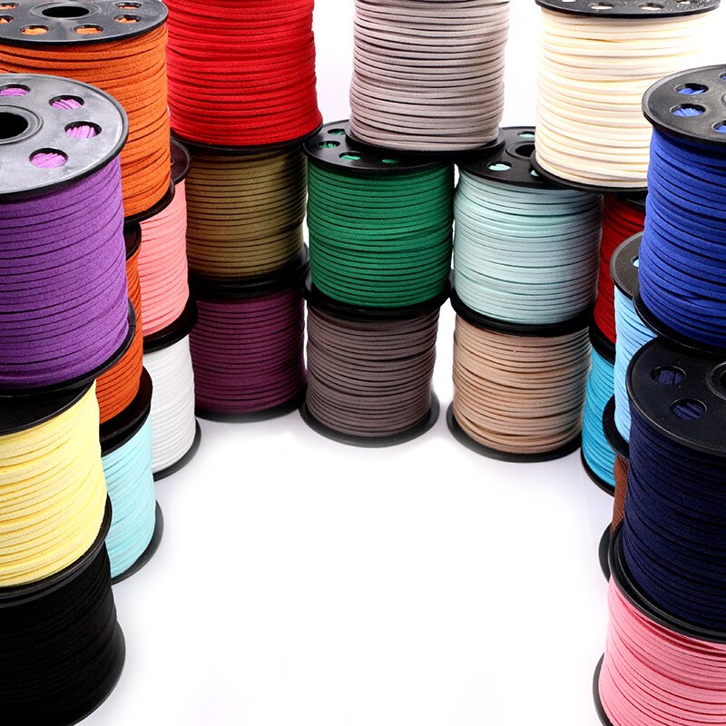 10m/lot 2.5mm Flat Faux Suede Braided Cord Korean Velvet Leather Thread for Necklace Jewelry Making