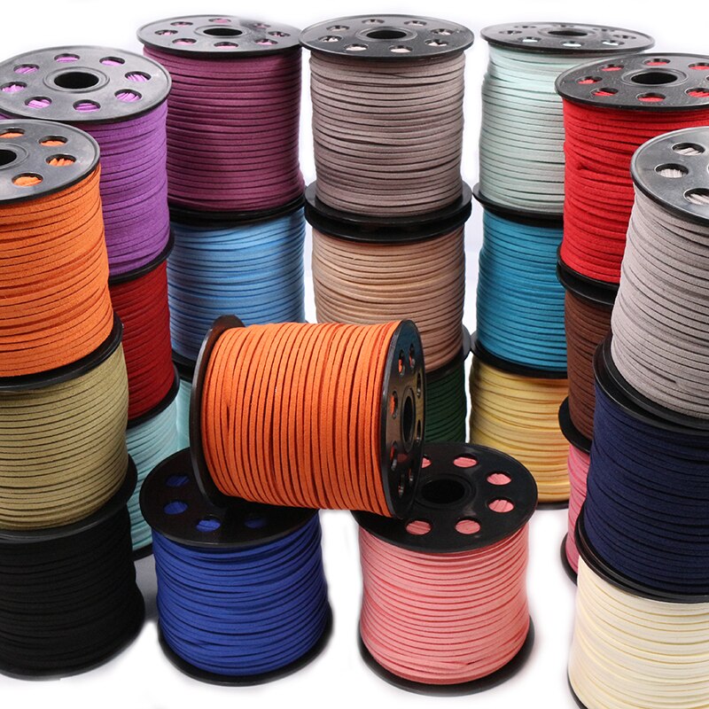 10m/lot 2.5mm Flat Faux Suede Braided Cord Korean Velvet Leather Thread for Necklace Jewelry Making