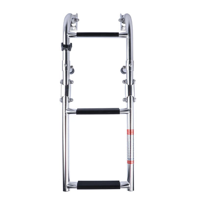 3 Steps Stainless Steel Boat Ladder Grips 2+1 Steps Transom Mount Folding Stern Ladder Gunwale-Mounted Removable Ladder - Hiccupzz