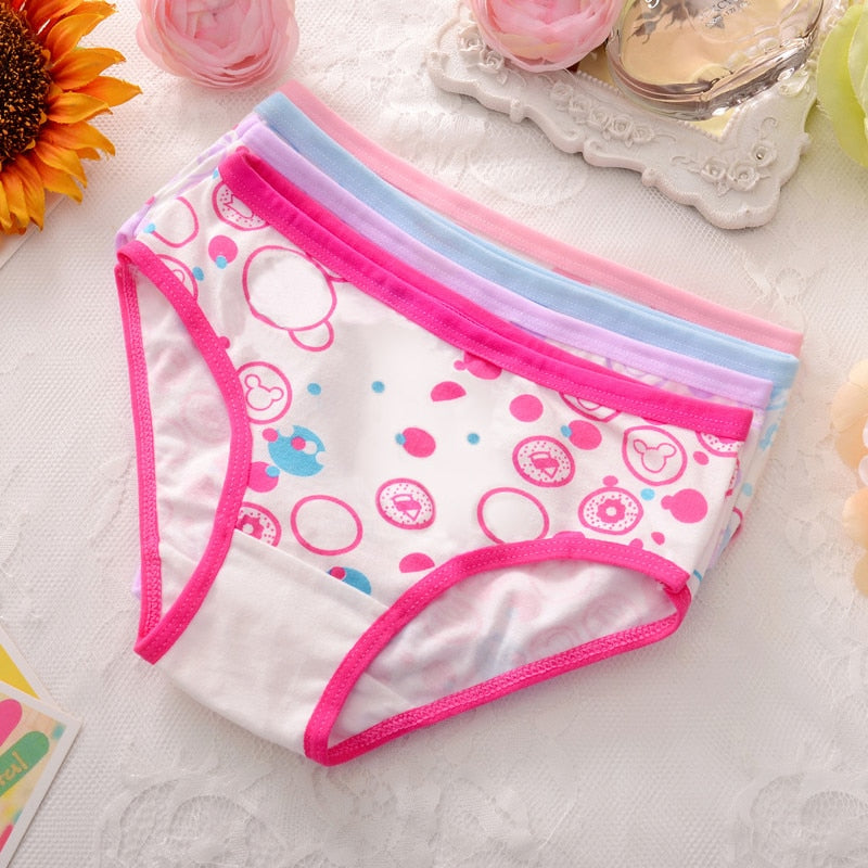 4 Pieces/Lot 2-10Y Underwear Cotton Panties for Girls