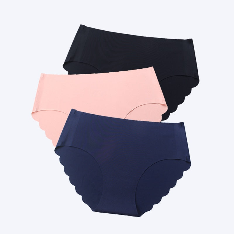 FallSweet 3 pcs/lot ! Seamless Panties Women Solid Sexy Underwear Mid Waist Briefs M to XXL