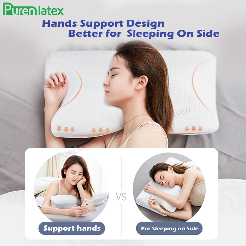 Purenlatex 14cm Contour Memory Foam Cervical Pillow - Orthopedic Neck Pain Relief for Side, Back & Stomach Sleepers