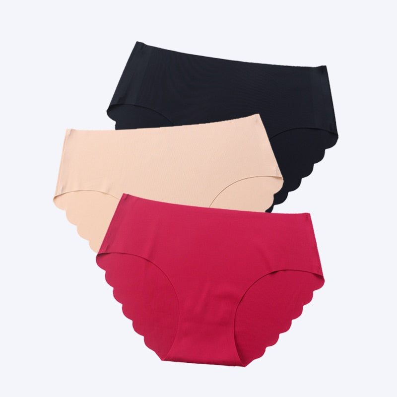 FallSweet 3 pcs/lot ! Seamless Panties Women Solid Sexy Underwear Mid Waist Briefs M to XXL