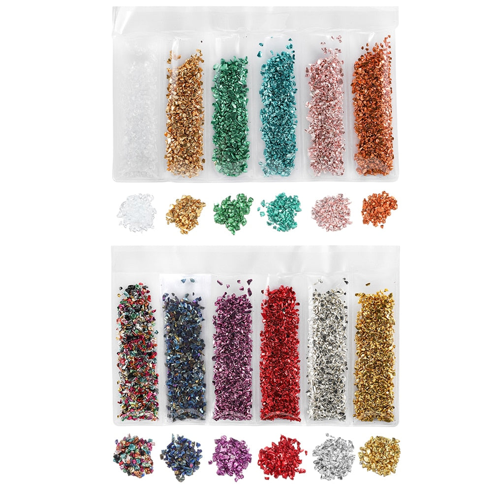 20g/lot Multi-color Mixing Nail Art Crushed Glass Nail Stones