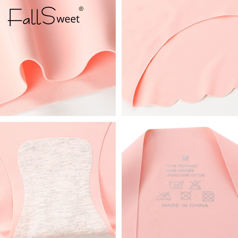 FallSweet 3 pcs/lot ! Seamless Panties Women Solid Sexy Underwear Mid Waist Briefs M to XXL