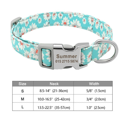Personalized Dog Accessories Collar Nylon Printed Pet Puppy Collar Dog ID Collars Free Engraved ID for Small Medium Large Dogs - Hiccupzz