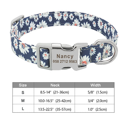 Personalized Dog Accessories Collar Nylon Printed Pet Puppy Collar Dog ID Collars Free Engraved ID for Small Medium Large Dogs - Hiccupzz