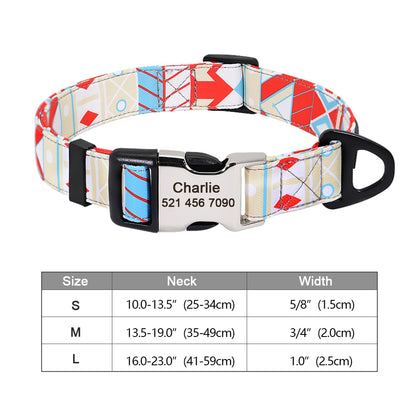 Personalized Dog Accessories Collar Nylon Printed Pet Puppy Collar Dog ID Collars Free Engraved ID for Small Medium Large Dogs - Hiccupzz