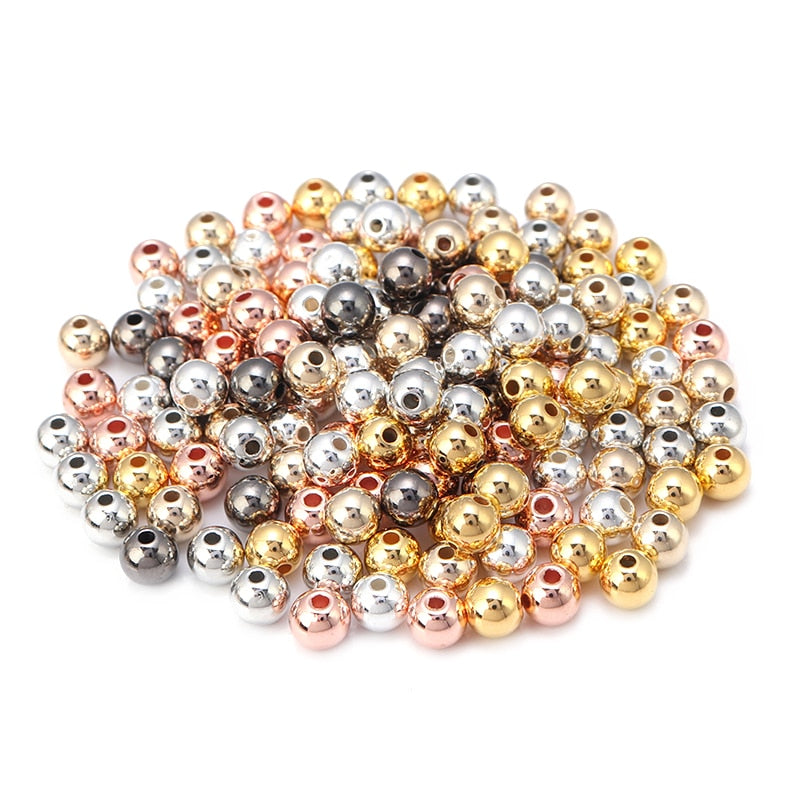 50-500pcs Gold color CCB Ball Beads Round Loose Bead For Making DIY Bracelet Necklace Wedding Jewelry