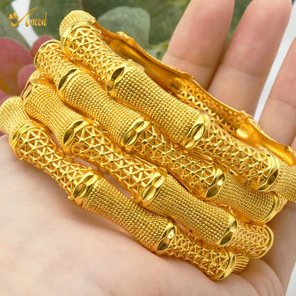 Women Charm Bracelet Bangle, 24K Gold Color Jewelry, Dubai Flower Bangle Brand, African Designer Ethiopian Hawaiian Jewelry - Hiccupzz