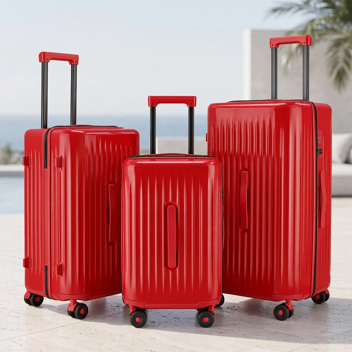 3 Piece Luggage Set 20/24/28 Inch PC Material Suitcase With Wet Dry Separation Anti-Explosion Zipper