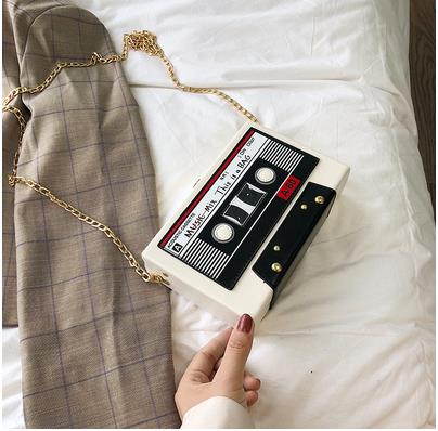 Tape Design Box Style Ladies Casual Clutch Chain handbag for Women.