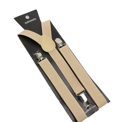 Solid Color Elastic Leather Suspenders Braces Men Women Black Blue Red Adjustable Straps For Wedding Suit Skirt Accessories Gift - Hiccupzz