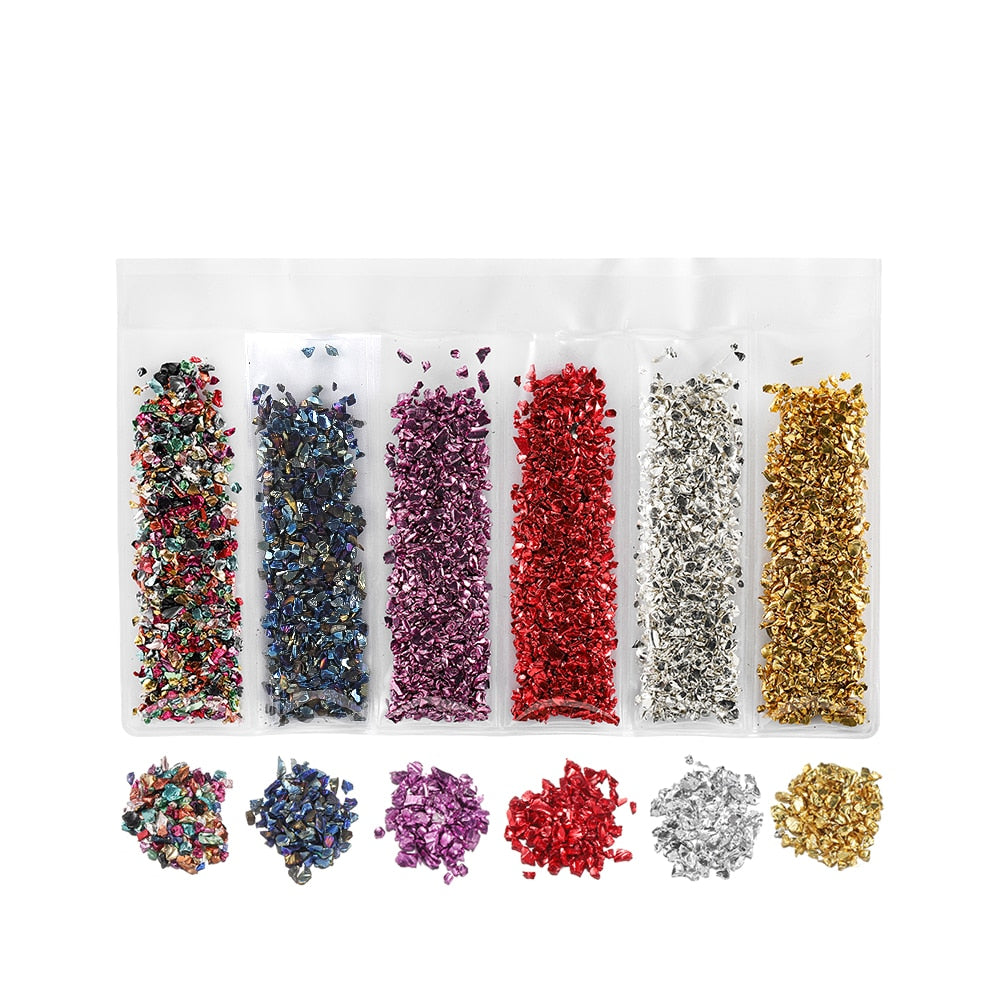 20g/lot Multi-color Mixing Nail Art Crushed Glass Nail Stones