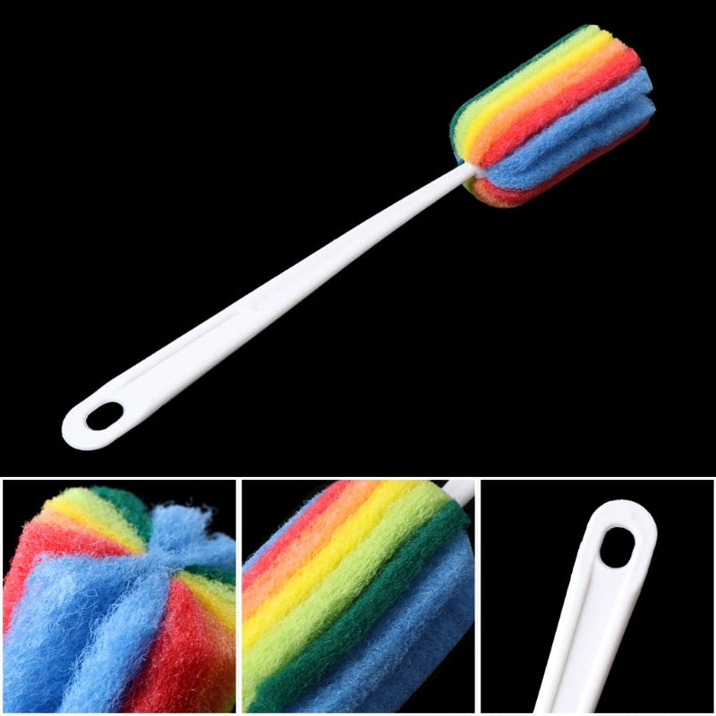 Bottle Scouring Pad Cleaning Brush Wash Scrubber Long Handled For Glass Cup Mug,Baby Feeding Milk Bottle Brushes,Cleaning Tools