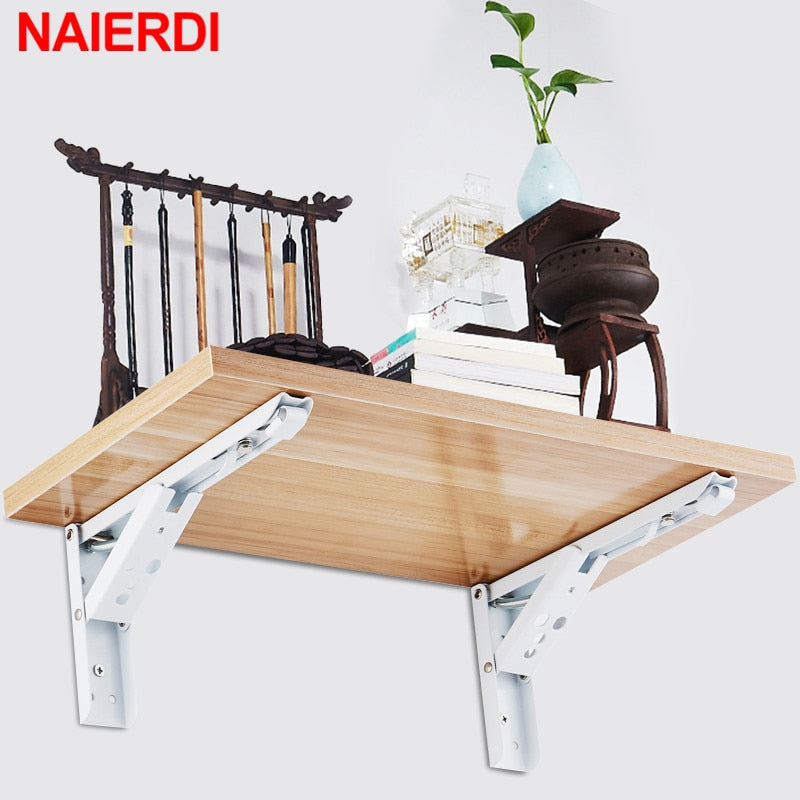 2PCS Stainless Steel Folding Bracket Adjustable Shelf Holder