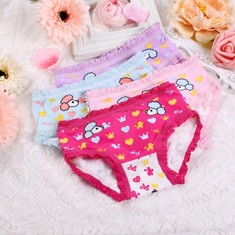 4 Pieces/Lot 2-10Y Underwear Cotton Panties for Girls