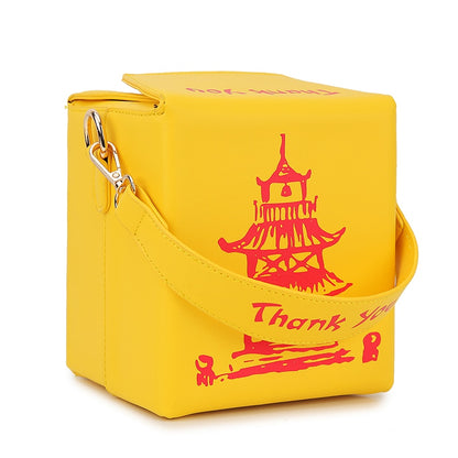 Chinese Takeout Box Purse Pu Leather Women Handbag Fashion Crossbody Bag Shoulder Chain Bag for Girl Bucket Bag - Hiccupzz