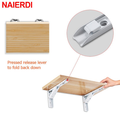 2PCS Stainless Steel Folding Bracket Adjustable Shelf Holder - Hiccupzz