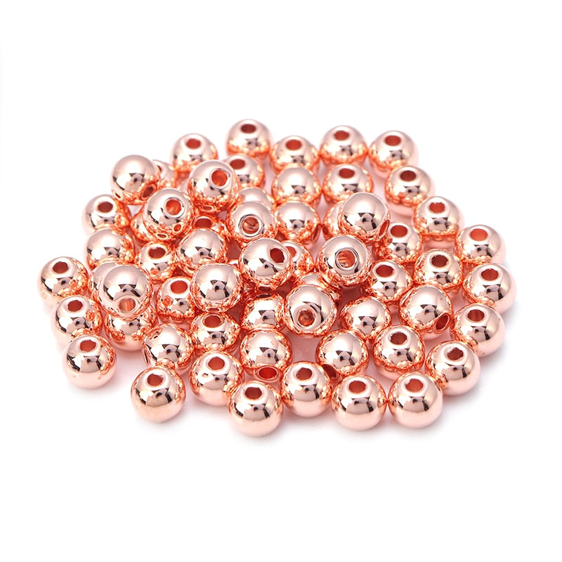 50-500pcs Gold color CCB Ball Beads Round Loose Bead For Making DIY Bracelet Necklace Wedding Jewelry