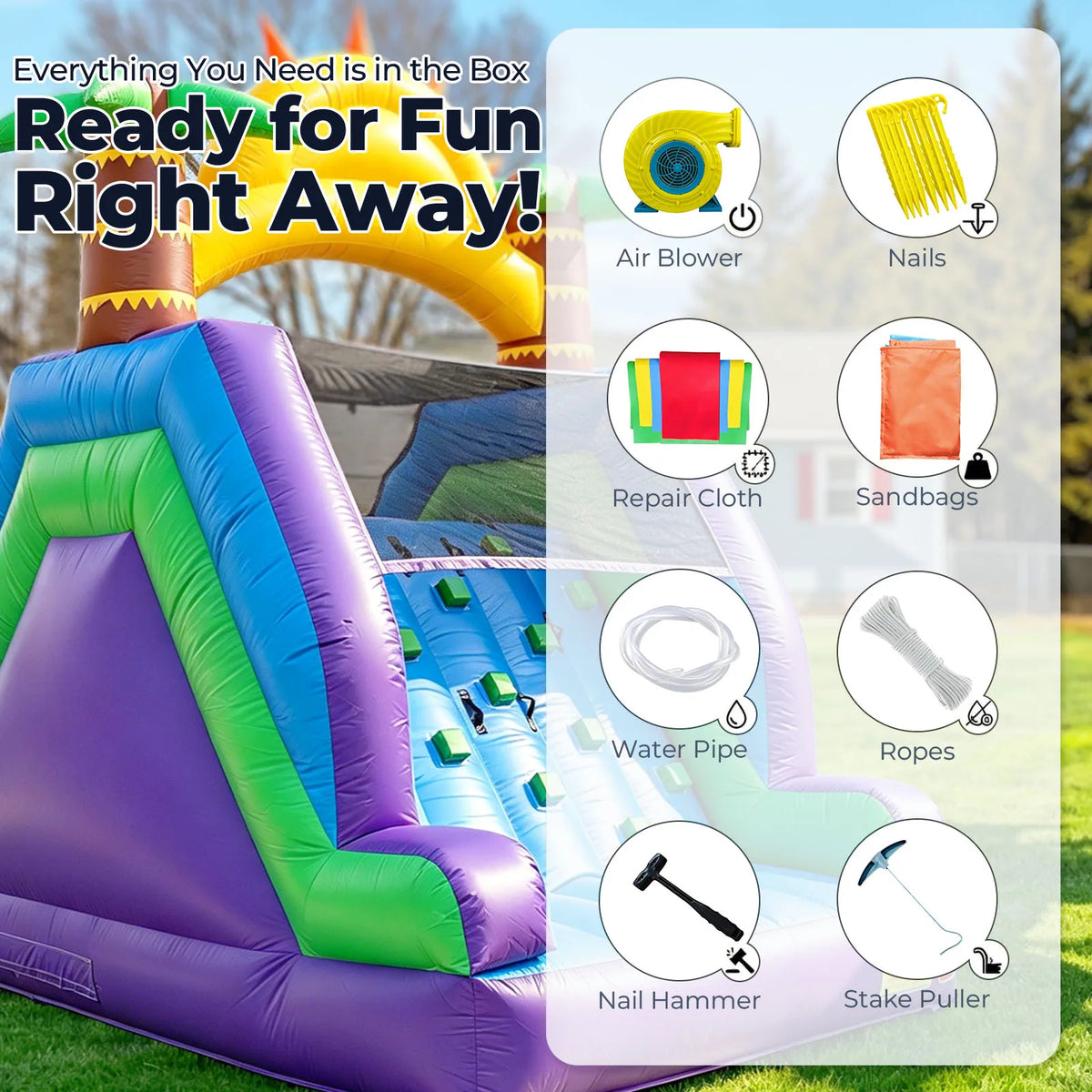 Commercial PVC Double Lane Inflatable Water Slide Adult Kids Outdoor Backyard Rental Inflatable Slide with Pool and Climb,Blower