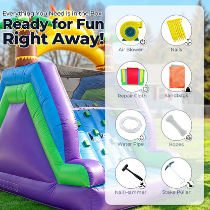 Commercial PVC Double Lane Inflatable Water Slide Adult Kids Outdoor Backyard Rental Inflatable Slide with Pool and Climb,Blower