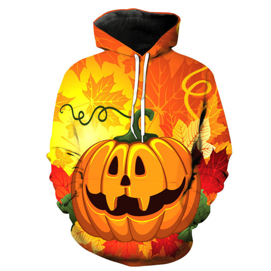 Sudadera con capucha y manga larga con estampado digital 3D de Halloween 